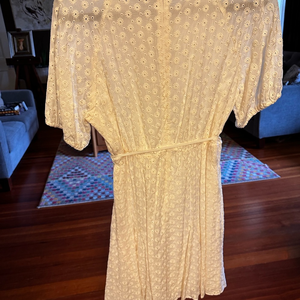 Madewell ivory Eyelet Tassel-Tie Mini Dress sz 10 cream dress - Picture 8 of 11